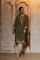 DA-1643 GREEN EMBROIDERED KURTA